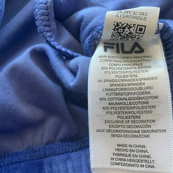 FILA Velour 1/4 Zip Blue Logo Hoodie Womens Medium - Picture 7 of 8